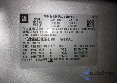 2014 Chevrolet Tahoe Ls z USA, uszkodzony, nr VIN 1GNSCAE01ER247701